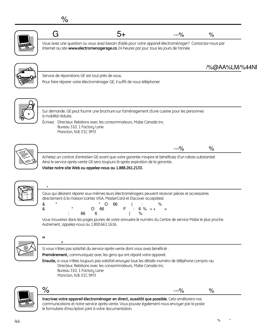 GE SPBD880 installation instructions Soutien au consommateur Service de réparations, Prolongation de garantie 