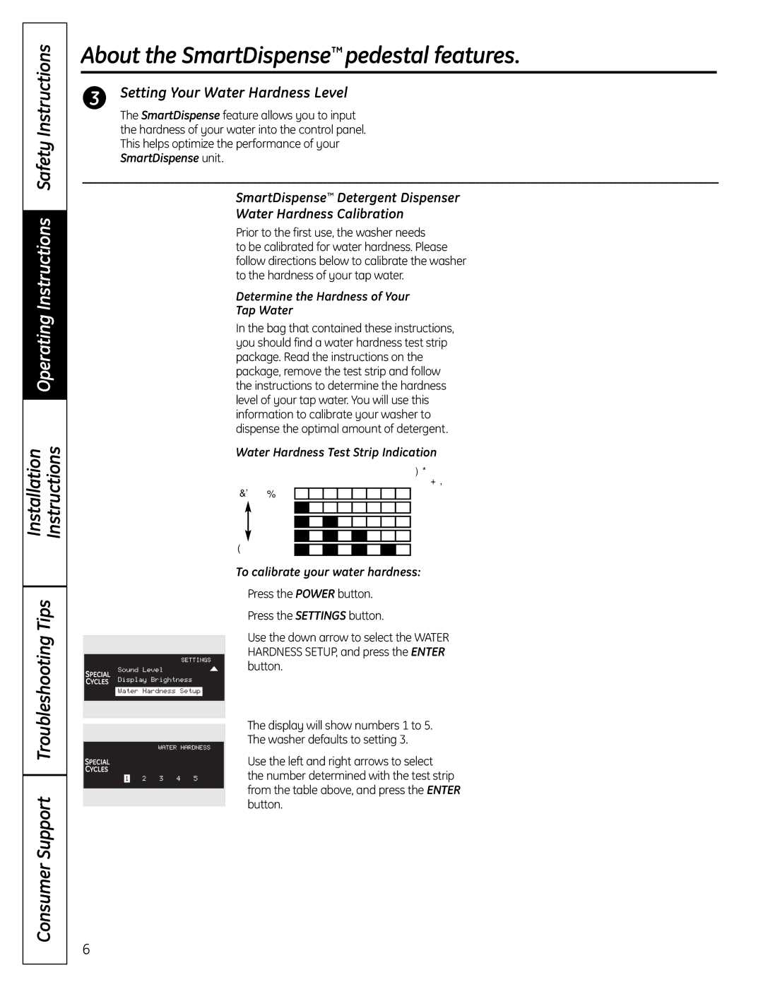 GE SPBD880 Setting Your Water Hardness Level, Determine the Hardness of Your Tap Water, To calibrate your water hardness 