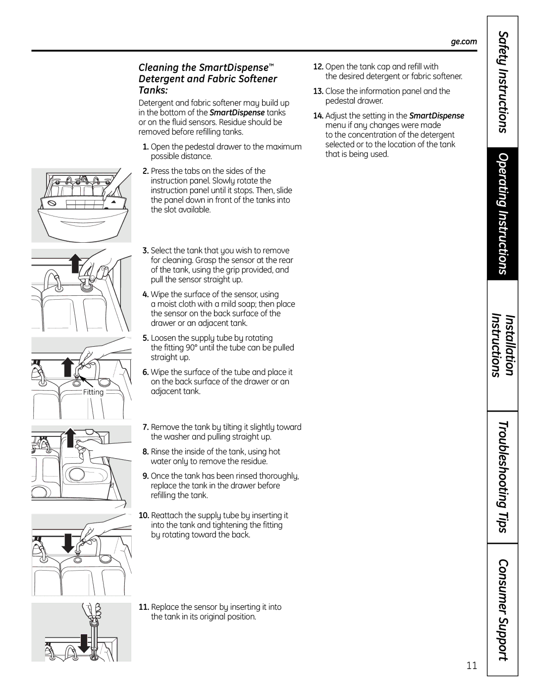 GE SPBD880 installation instructions Support, Adjacent tank 