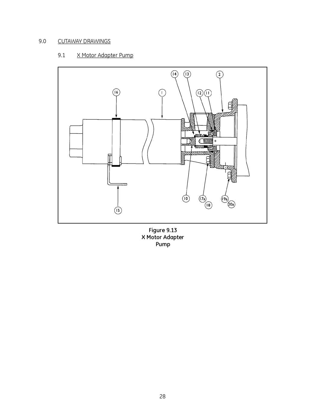 GE SS1800, SS1000, SS500 manual Cutaway Drawings, Motor Adapter Pump 