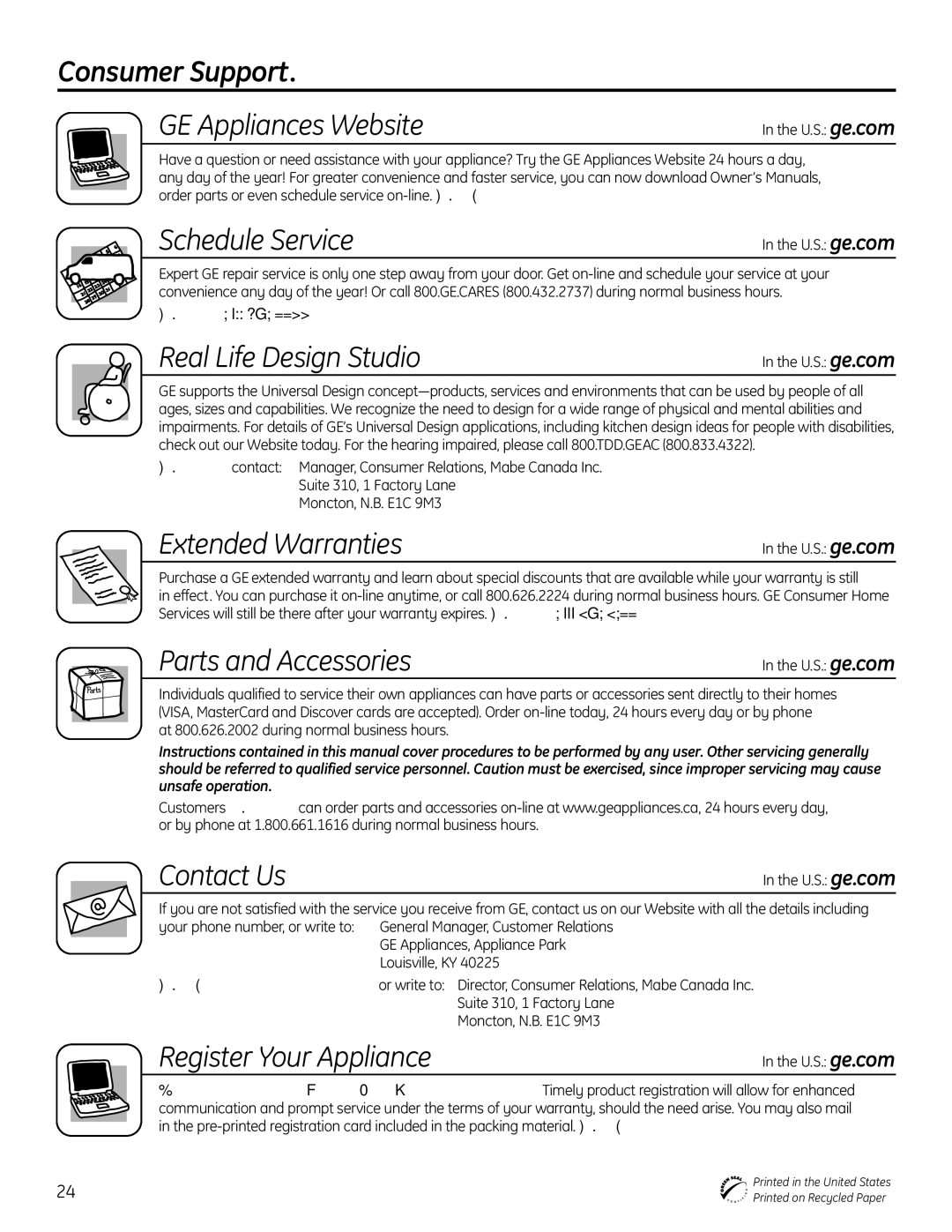 GE Stainless Steel Tub Dishwasher manual Consumer Support 