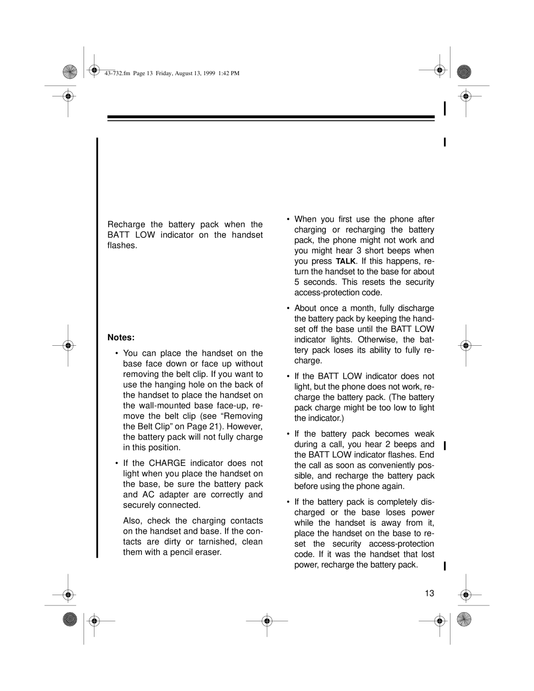 GE TAD-732 owner manual Fm Page 13 Friday, August 13, 1999 142 PM 