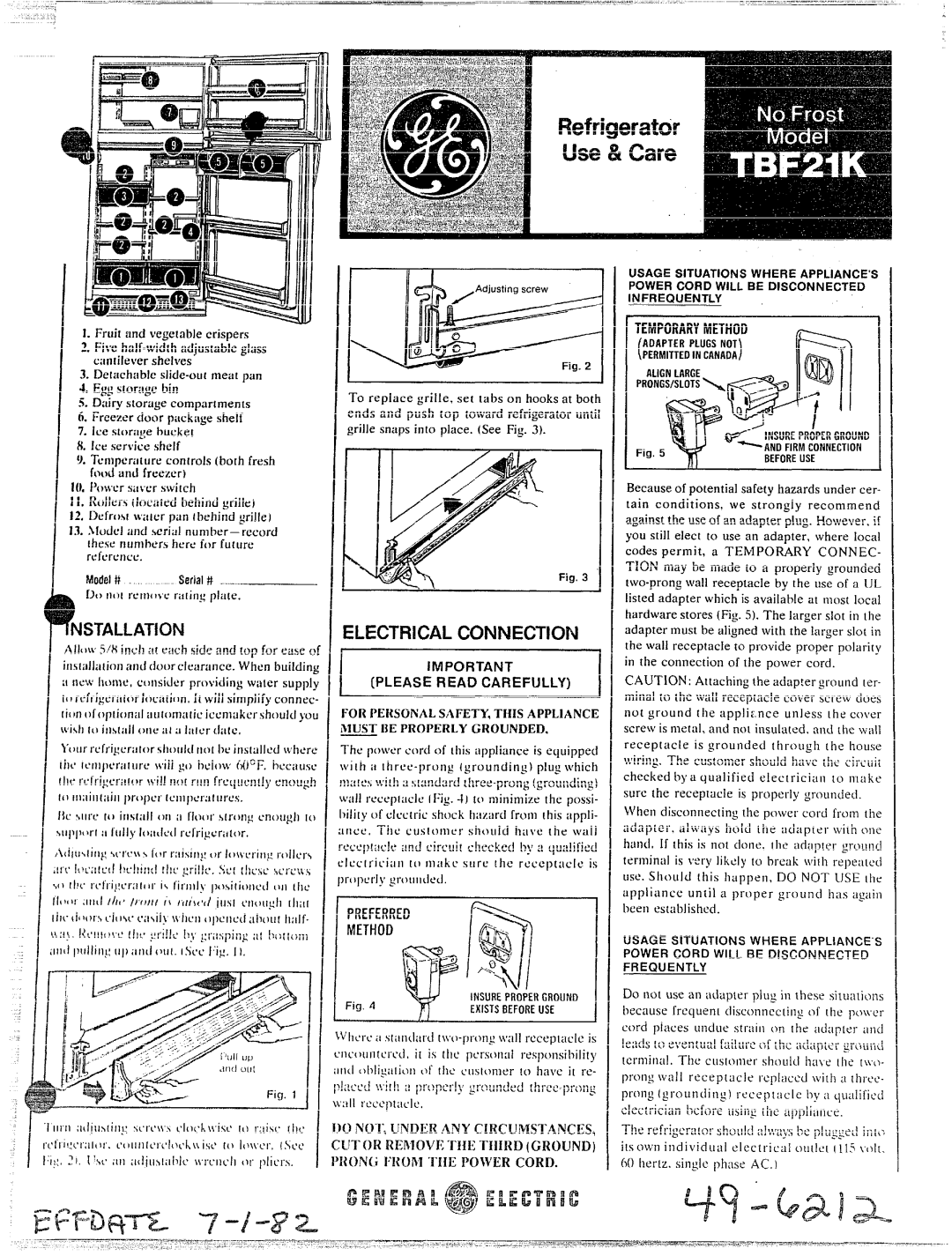 GE TBF21K manual Electricalconnection, Please Read Carefully, Preferred, Temporarymethod 