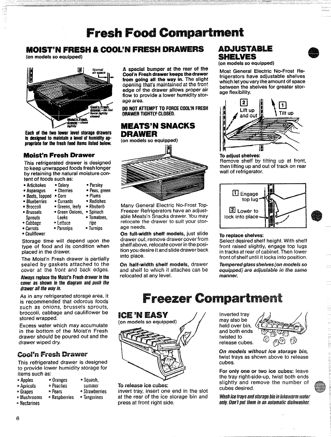 GE TBF16, TBFM18, TBF18 manual MEATS’NSNACKS Drawer 