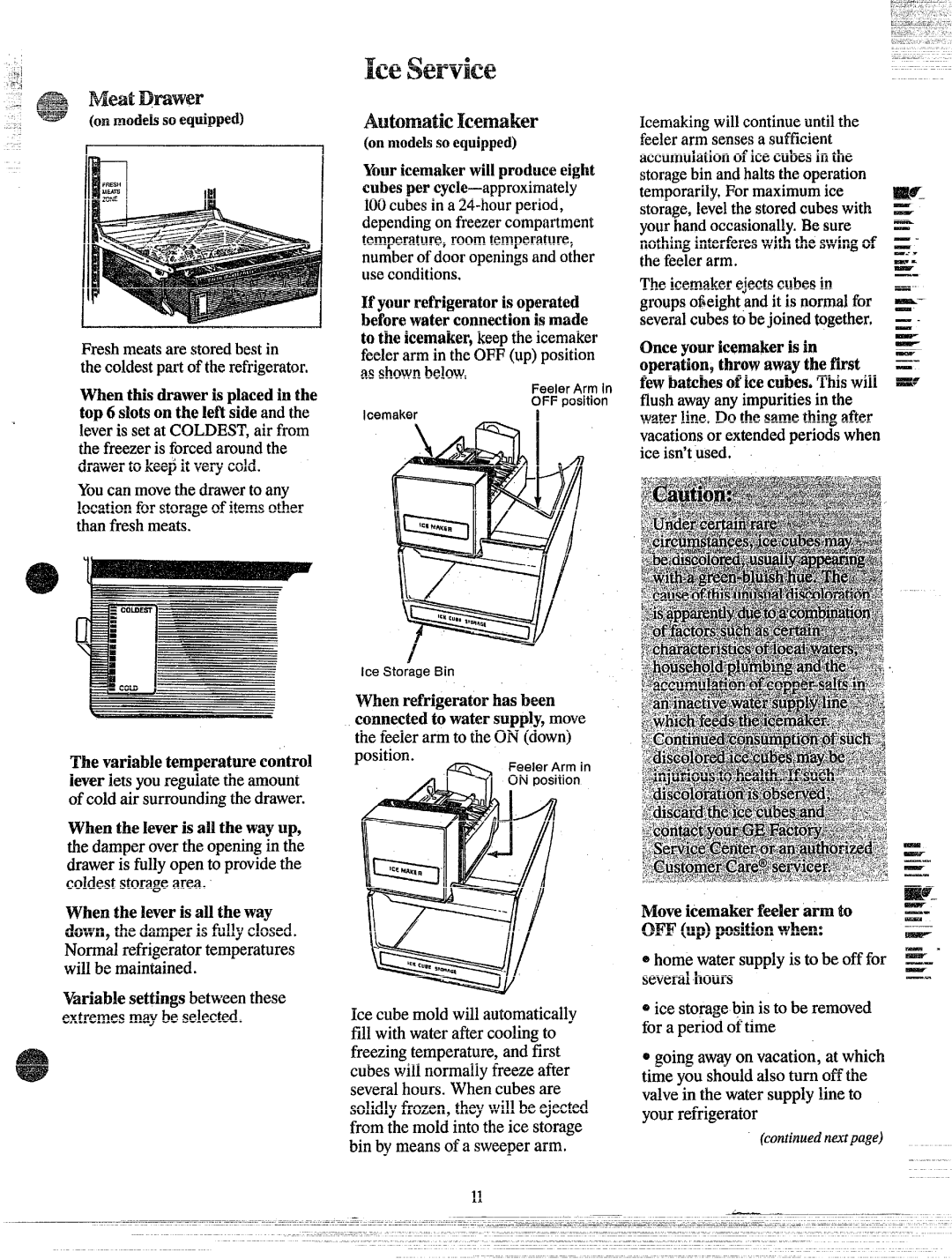 GE TBW25 manual Iceservice, Variablesettingsbetweenthese extremesmaybe selected 