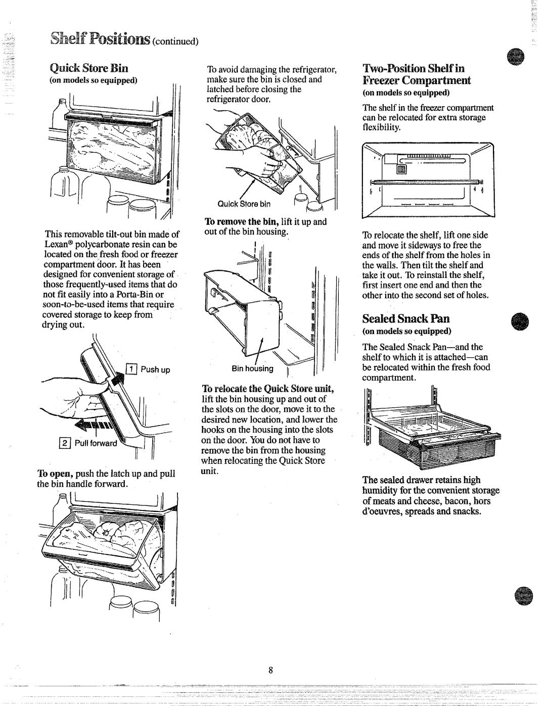 GE TBW25 manual WoPositionShelfin, SealedSnackWn 