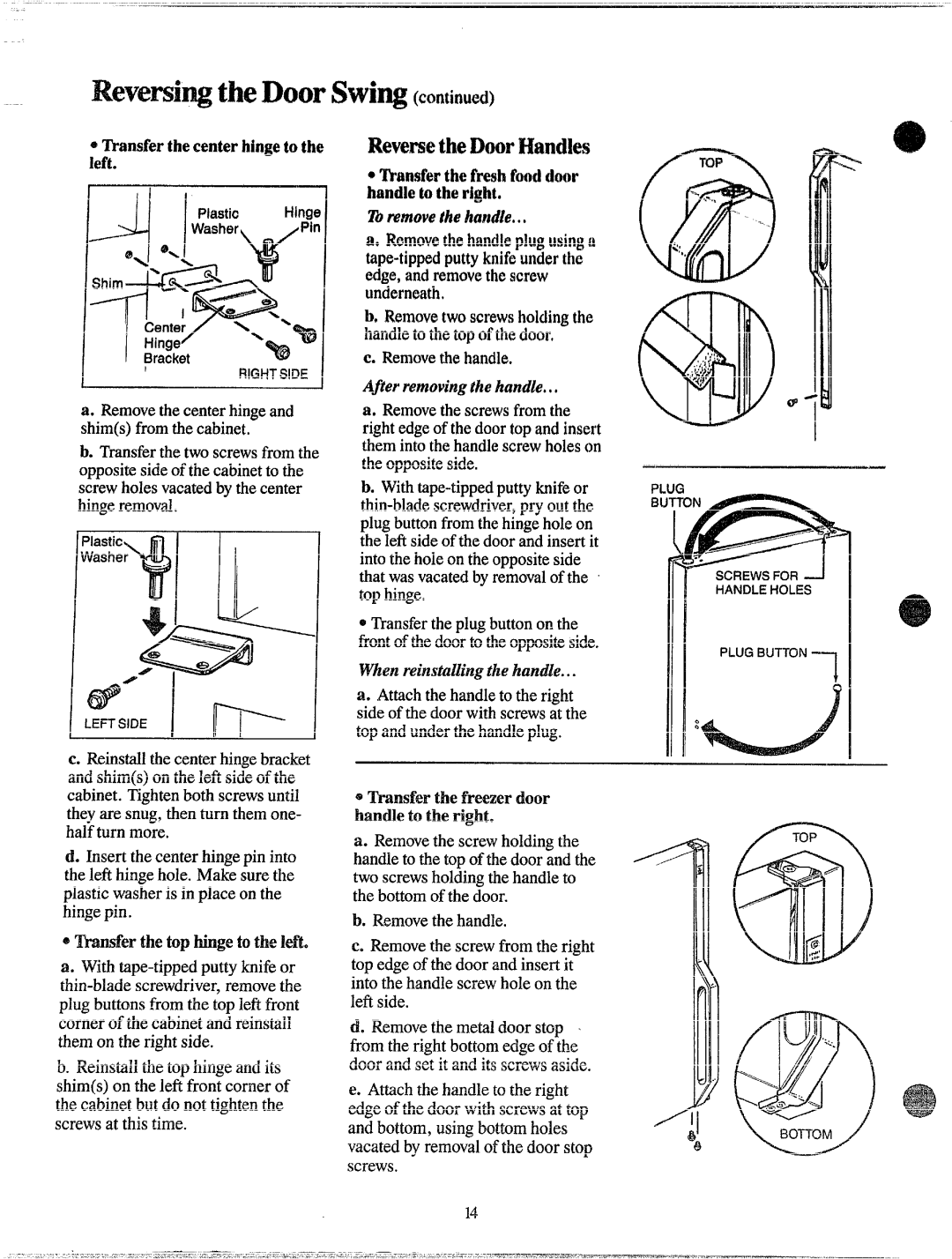 GE TBXS21, TBXS19 manual @Transferthecenterhingeto, Handletotheright 