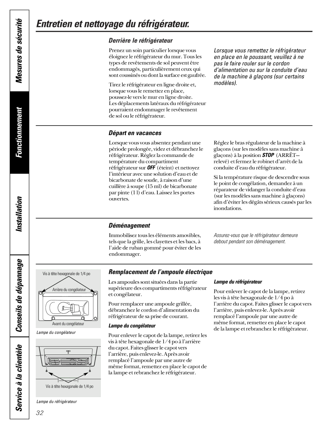 GE TCX22 owner manual Sécurité, Mesures de 