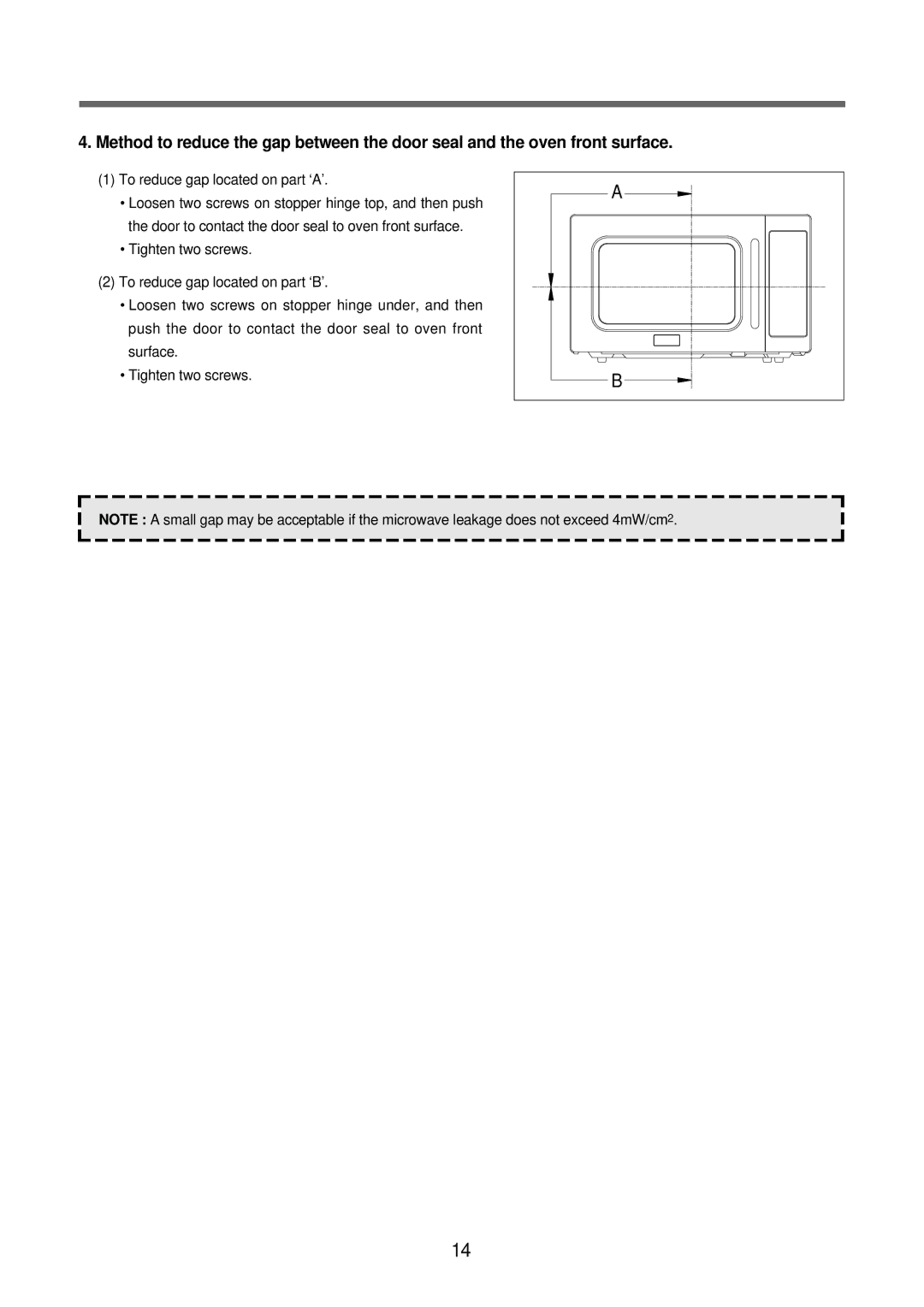 GE TMW-1100EC, TMW-800TC, TMW-1100MC manual To reduce gap located on part ‘A’ 