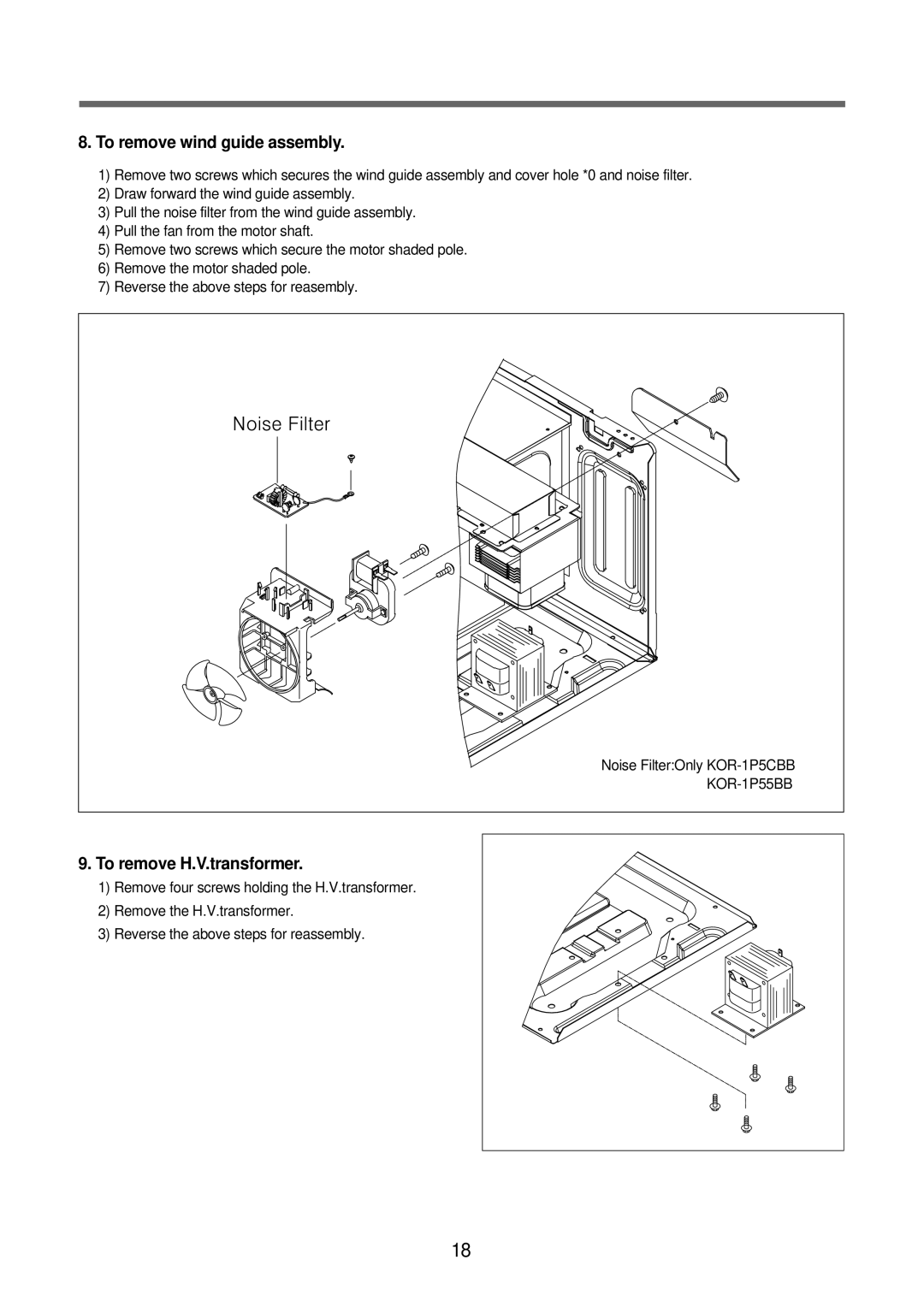 GE TMW-800TC, TMW-1100EC, TMW-1100MC manual To remove wind guide assembly 