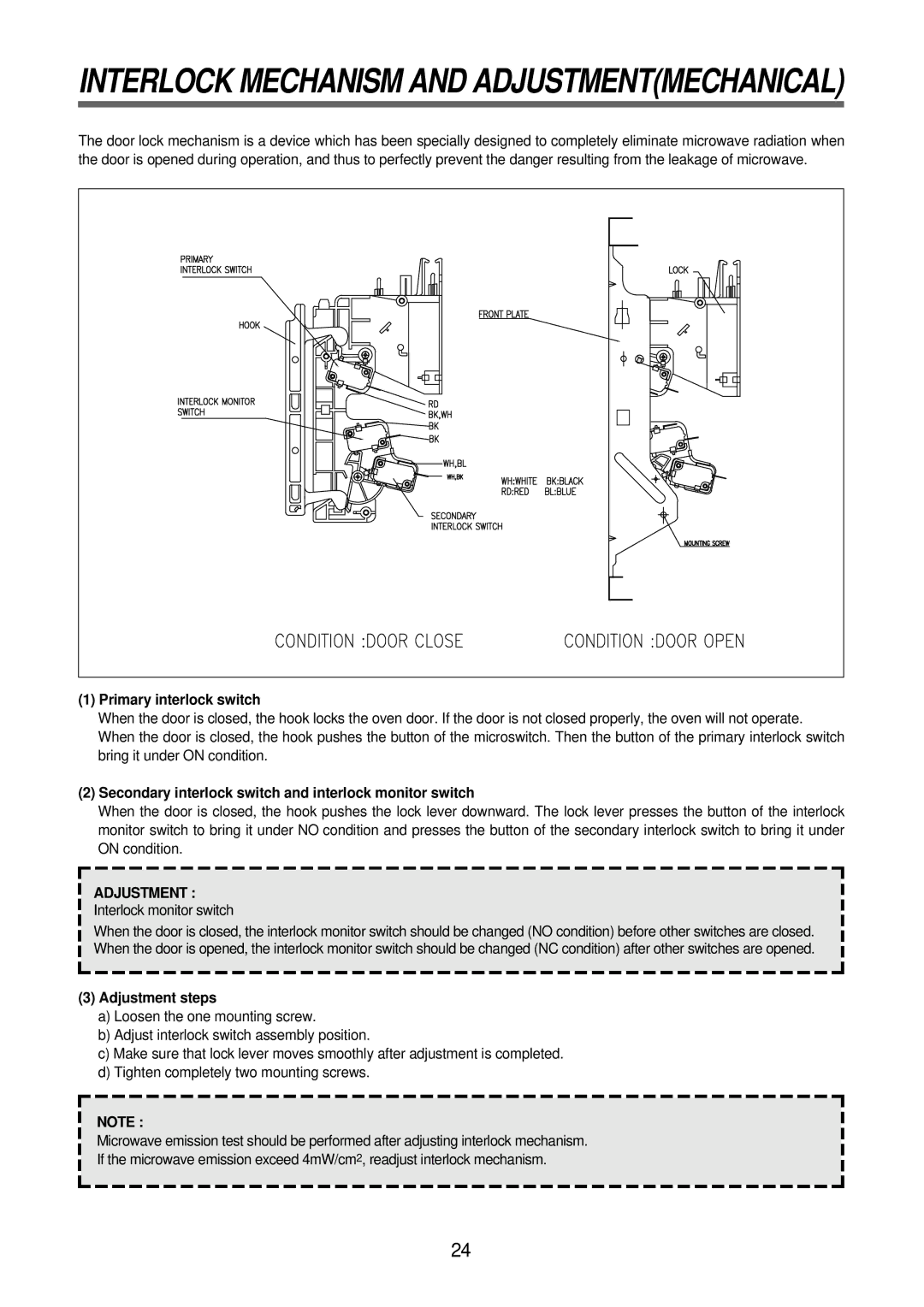 GE TMW-800TC, TMW-1100EC, TMW-1100MC manual Interlock Mechanism and Adjustmentmechanical 