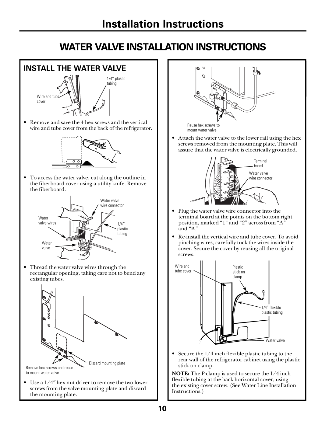 GE UK-KIT-3S owner manual Water Valve Installation Instructions, Install The Water Valve 