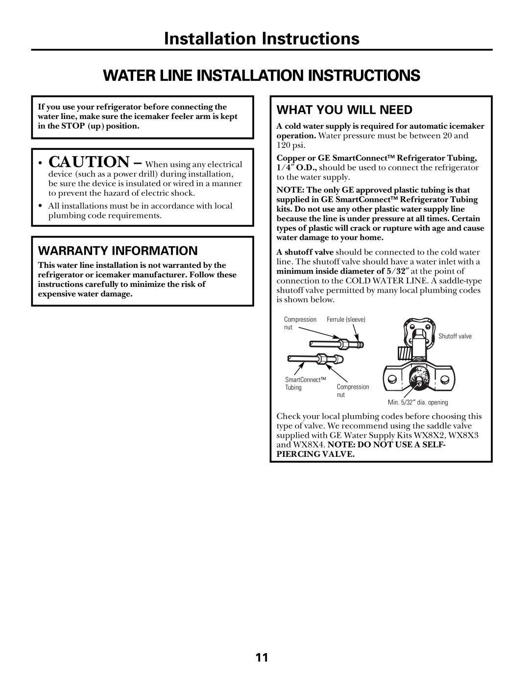 GE UK-KIT-3S owner manual Water Line Installation Instructions, Warranty Information, What You Will Need 