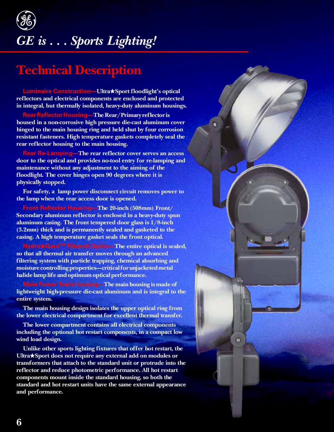 GE UltraSport manual Technical Description 