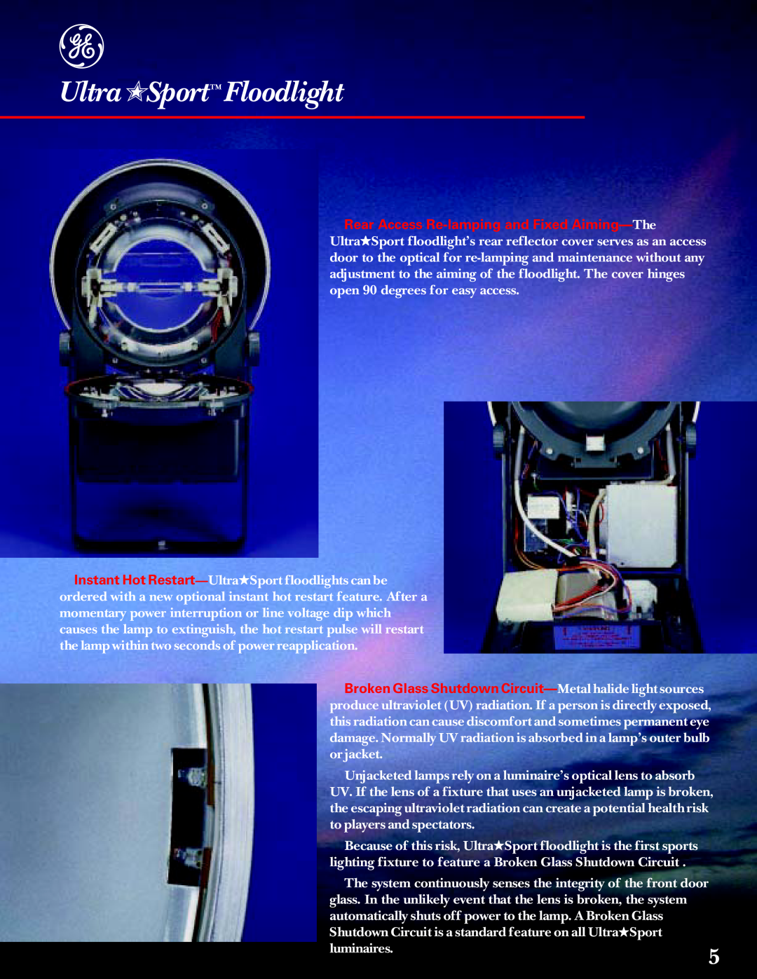 GE manual UltraSportTM Floodlight, luminaires.5 