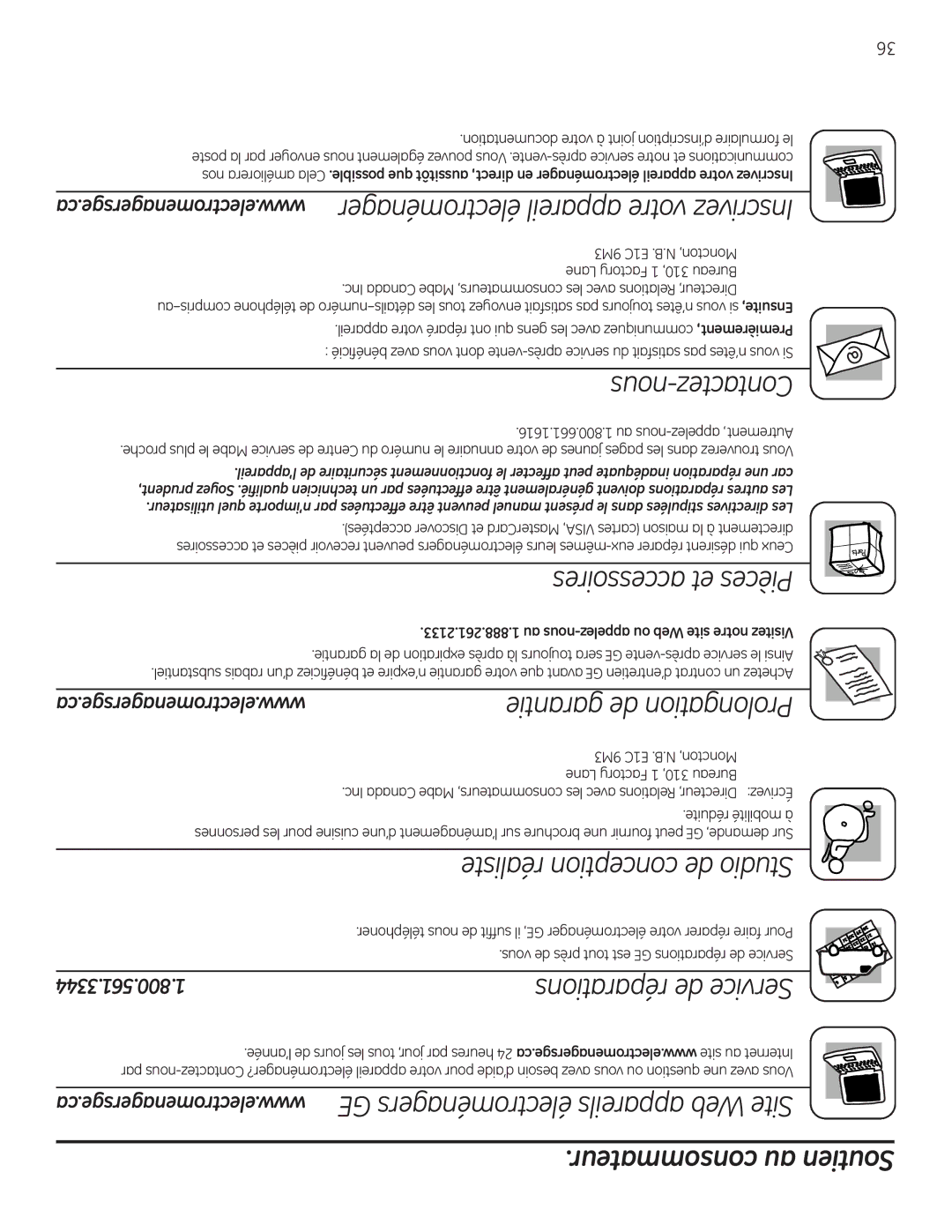 GE DPGT650, UPGT650 operating instructions Consommateur au Soutien 