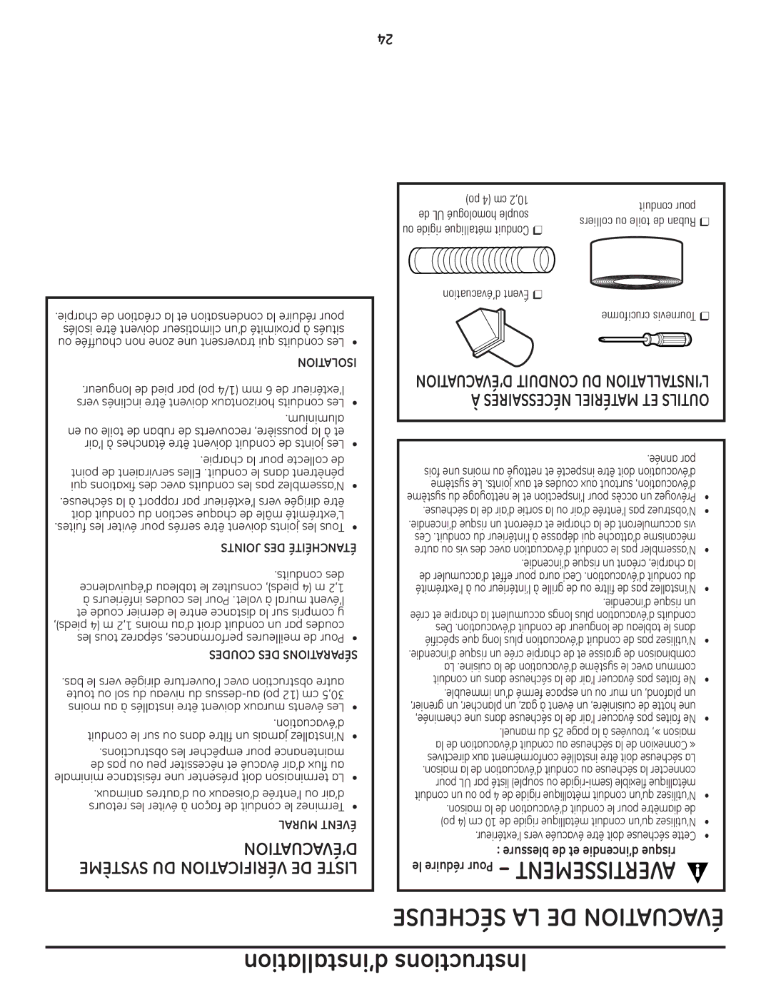 GE DPGT650, UPGT650 operating instructions ’Évacuation, Système DU Vérification DE Liste 