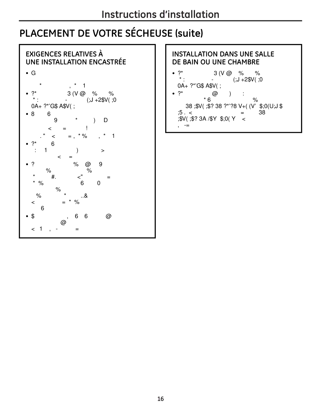 GE UPGT650 operating instructions Exigences Relatives À UNE Installation Encastrée, Votre sécheuse est homologuée pour 