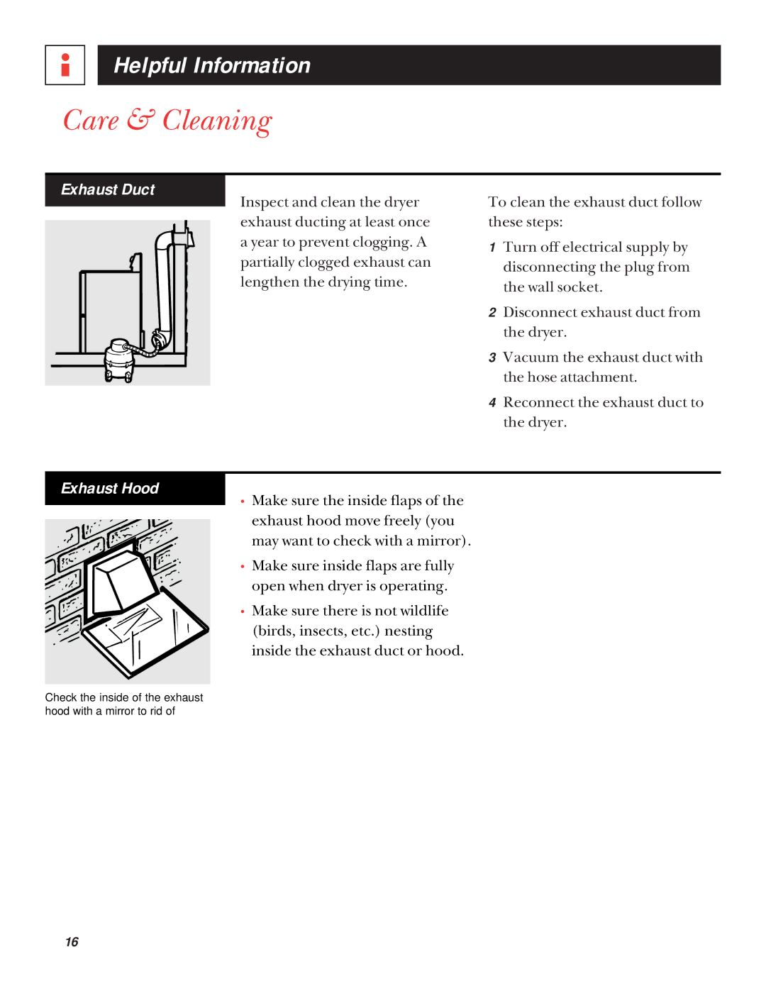 GE UPSQ495ET, UPSQ495GT operating instructions Exhaust Duct, Exhaust Hood 