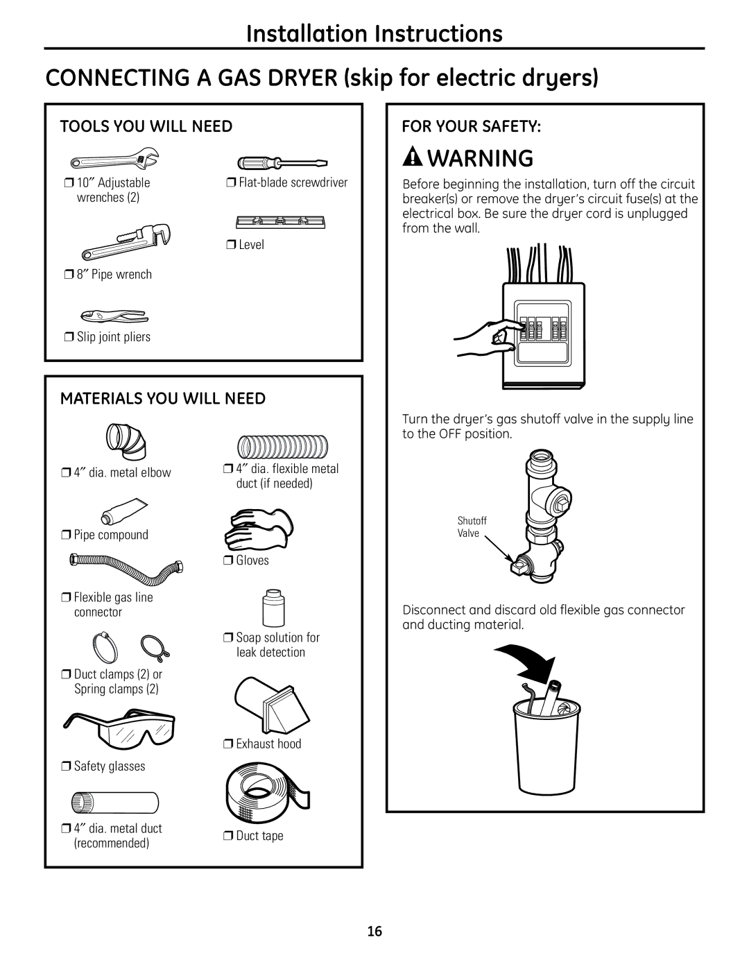 GE UPVH880 installation instructions Tools YOU will Need, Materials YOU will Need For Your Safety 