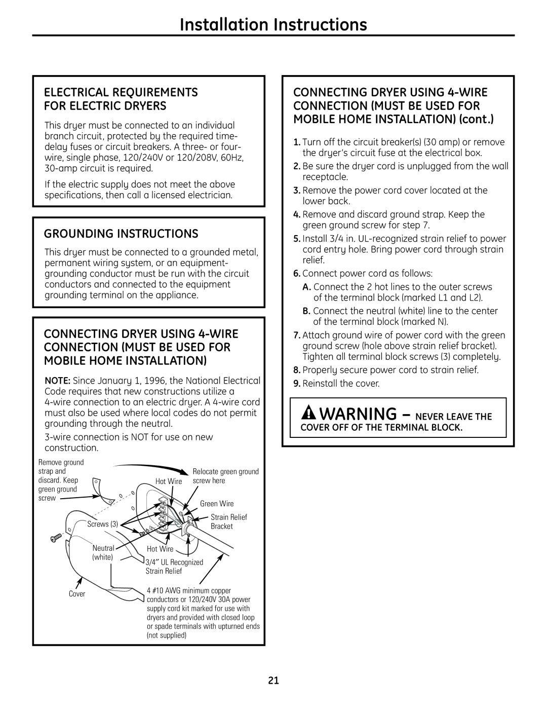 GE UPVH880 installation instructions Electrical Requirements For Electric Dryers, Grounding Instructions 