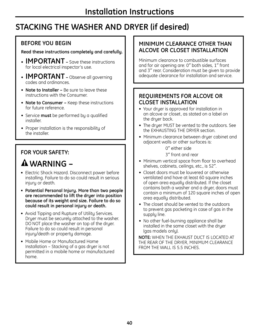 GE UPVH880 installation instructions Before YOU Begin 