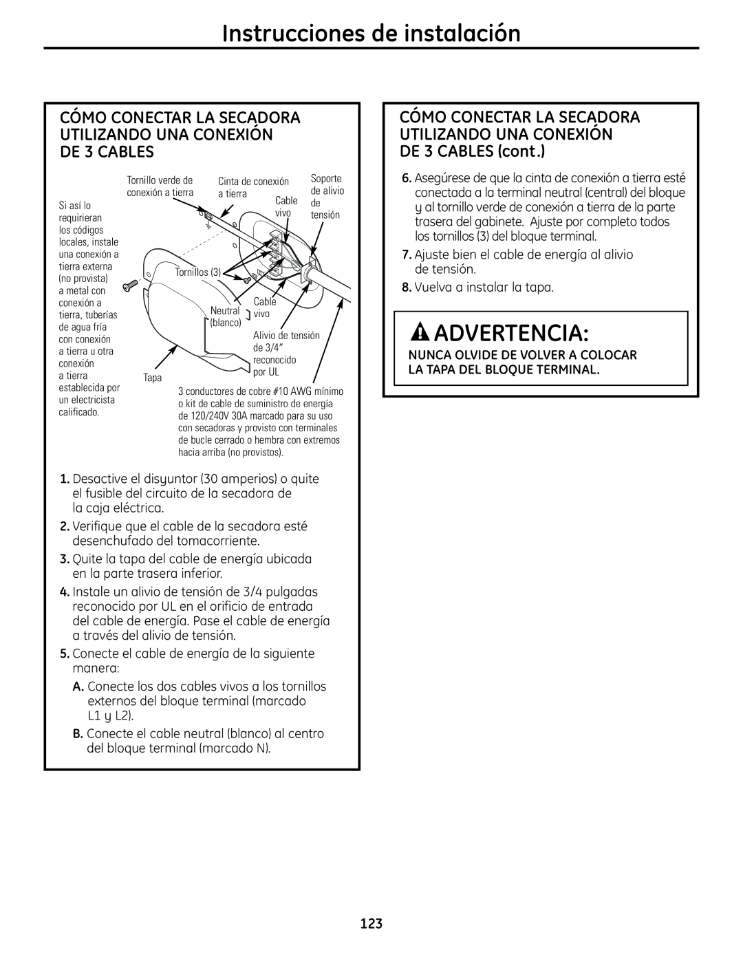 GE UPVH890 installation instructions 123 