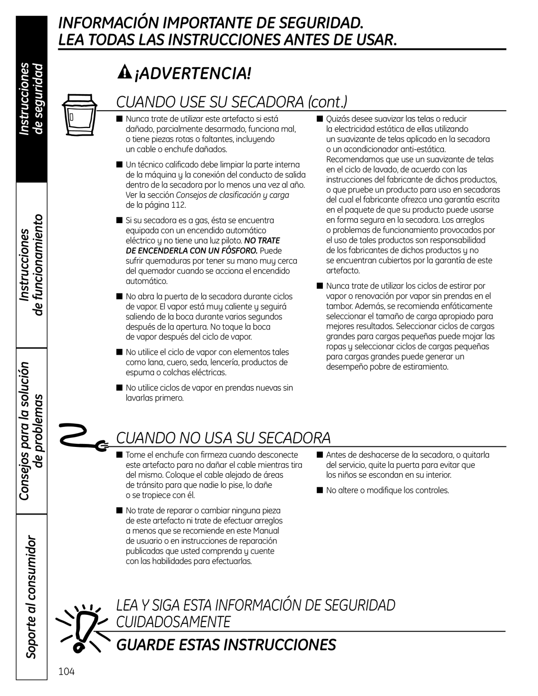 GE UPVH890 installation instructions Guarde Estas Instrucciones 