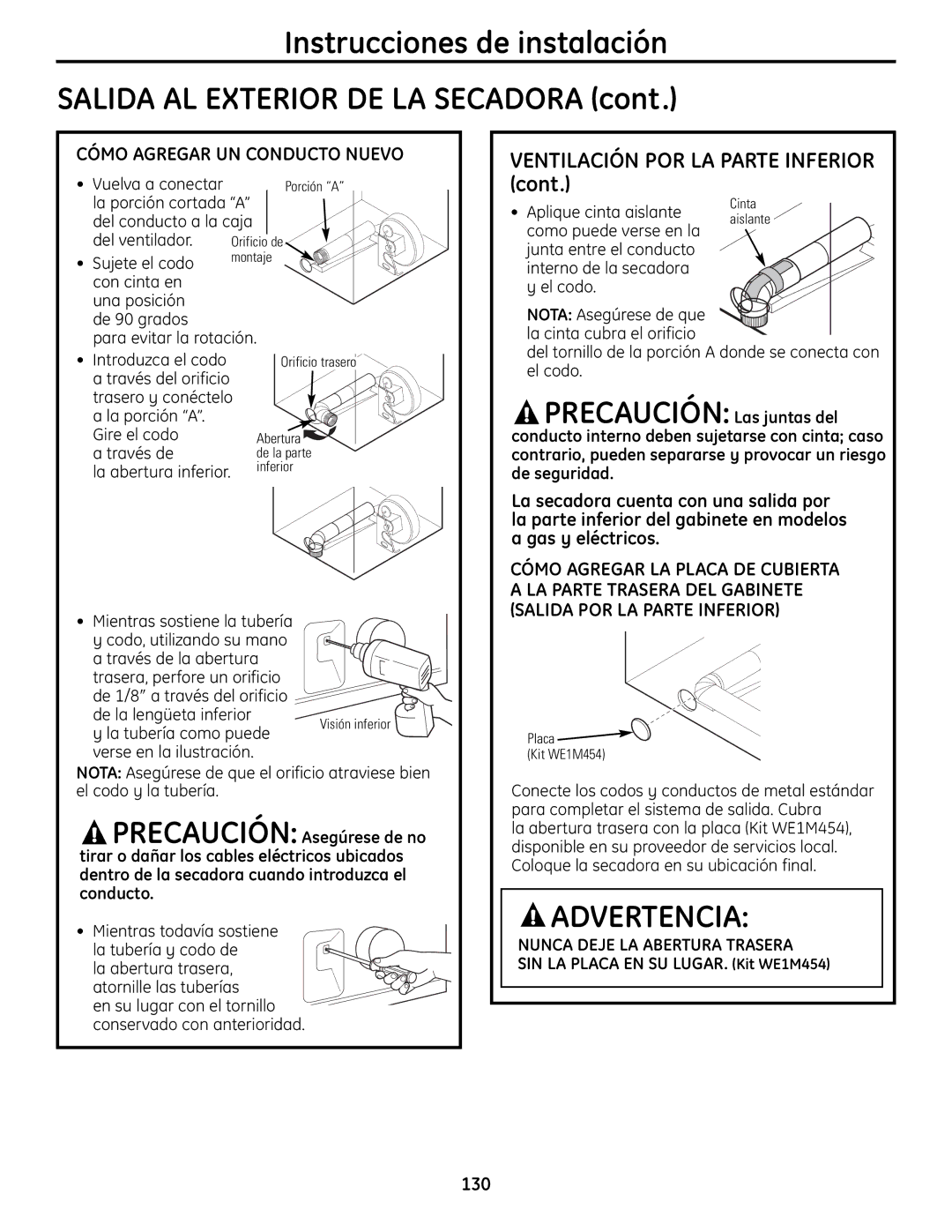 GE UPVH890 installation instructions Ventilación POR LA Parte Inferior 