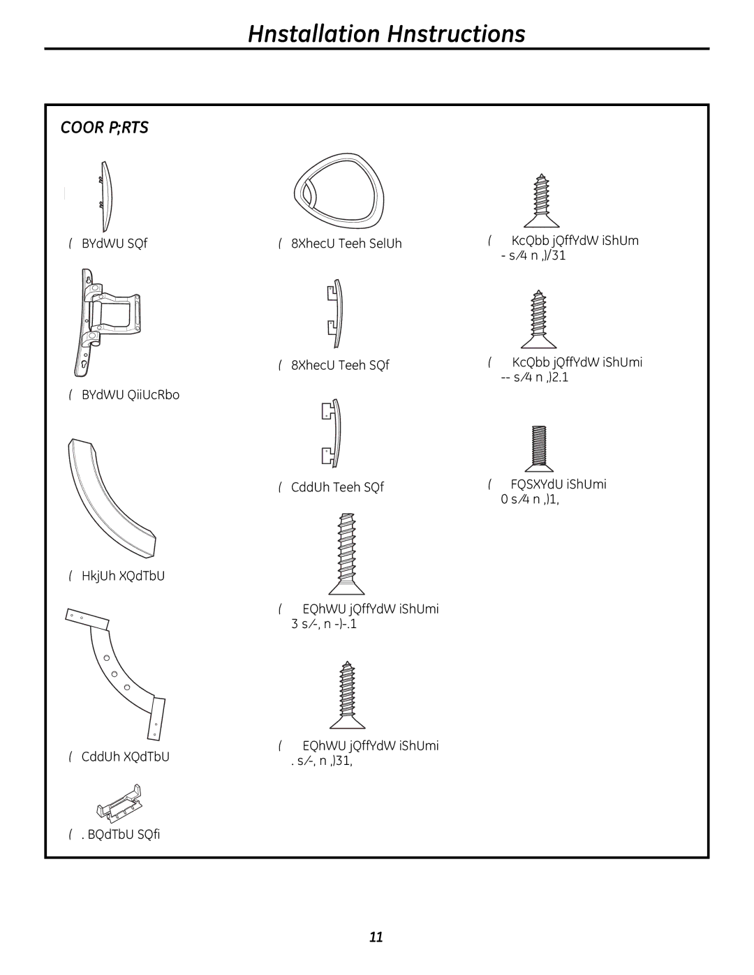 GE UPVH890 installation instructions Door Parts 