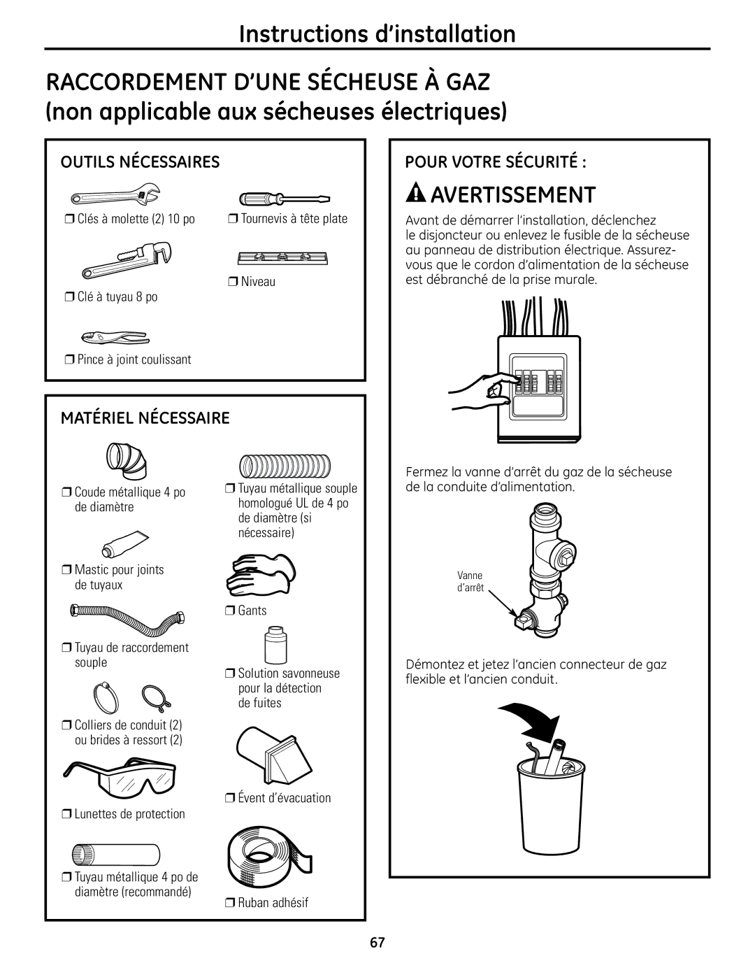 GE UPVH890 installation instructions Outils Nécessaires, Matériel Nécessaire Pour Votre Sécurité 