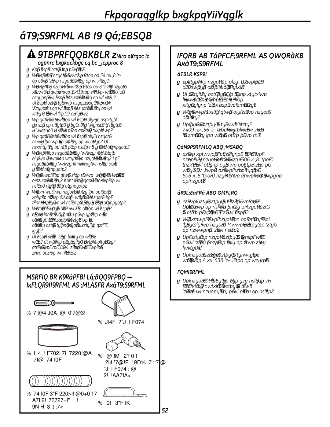 GE UPVH890 installation instructions Liste DE Vérification DU Système D’ÉVACUATION, Risque d’incendie et de blessure 