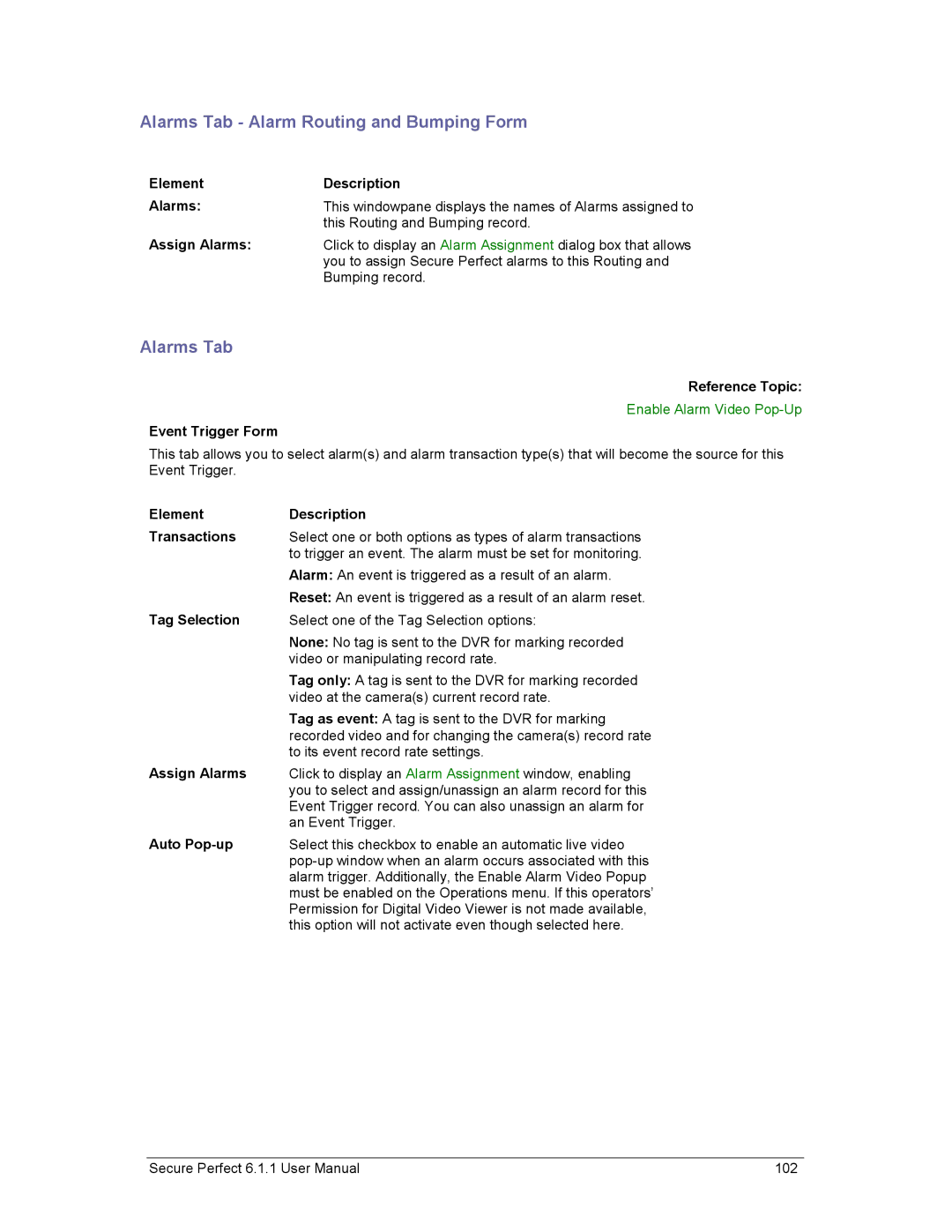 GE v6 user manual Alarms Tab Alarm Routing and Bumping Form 