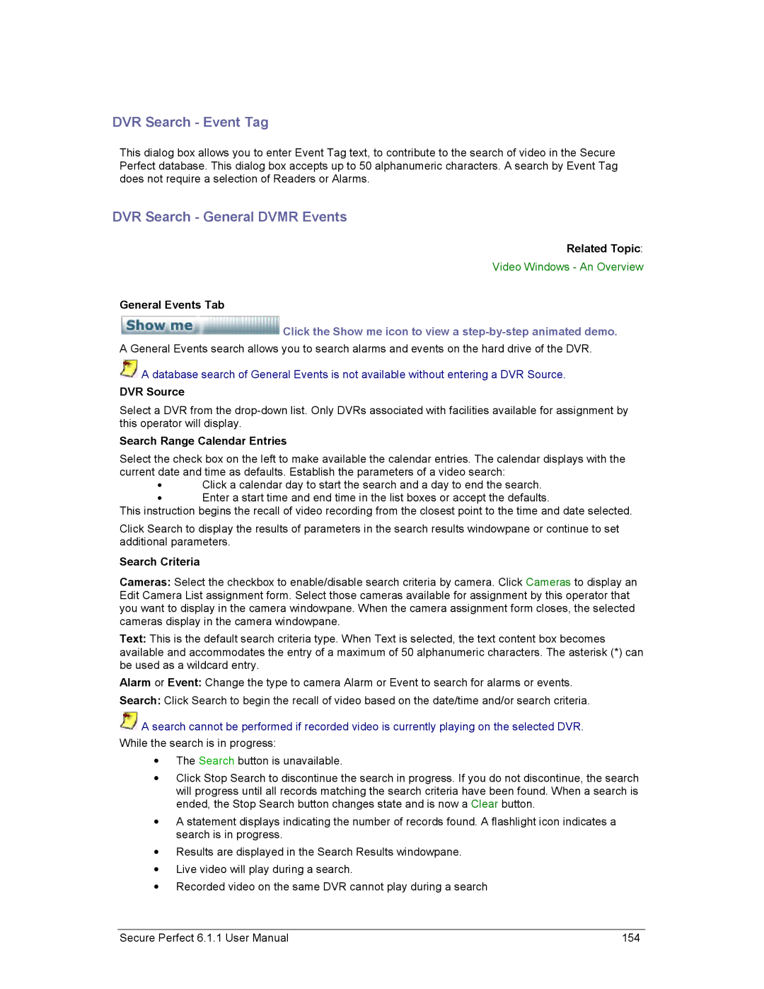 GE v6 user manual DVR Search Event Tag, DVR Search General Dvmr Events 