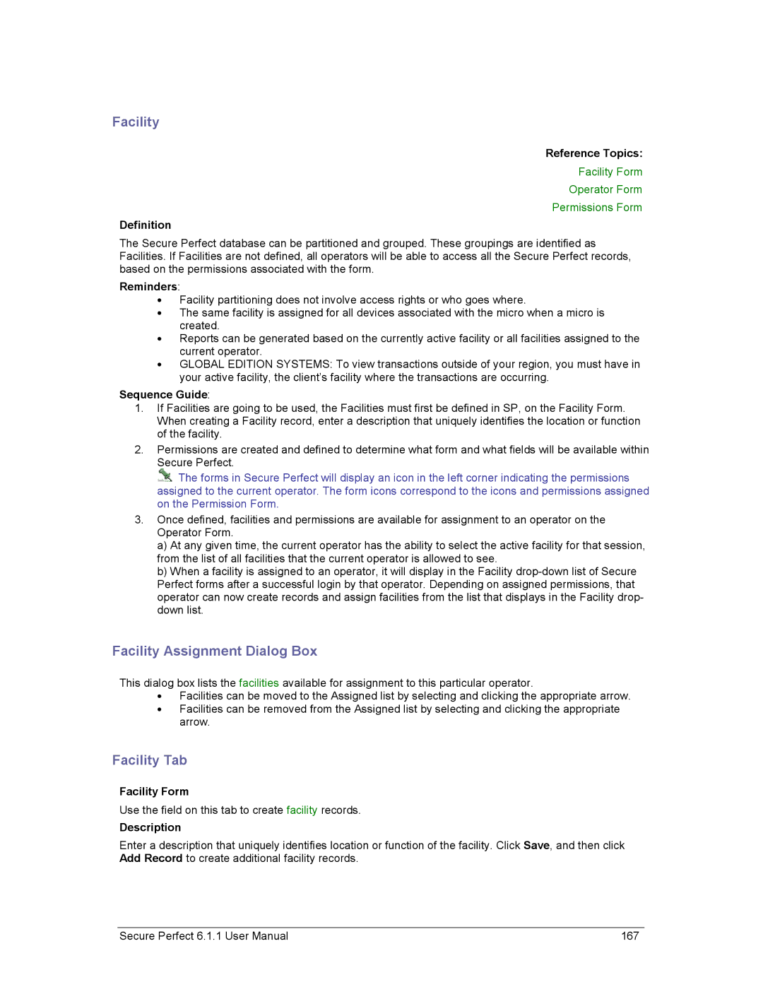 GE v6 user manual Facility Assignment Dialog Box, Facility Tab 