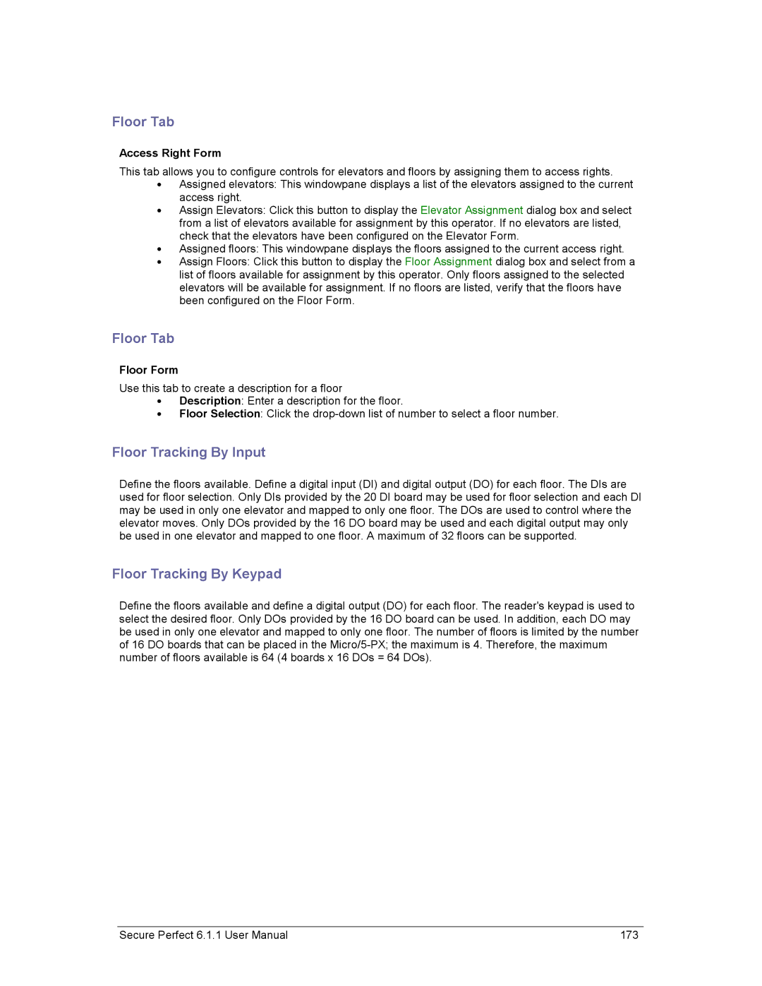 GE v6 user manual Floor Tab, Floor Tracking By Input, Floor Tracking By Keypad, Floor Form 