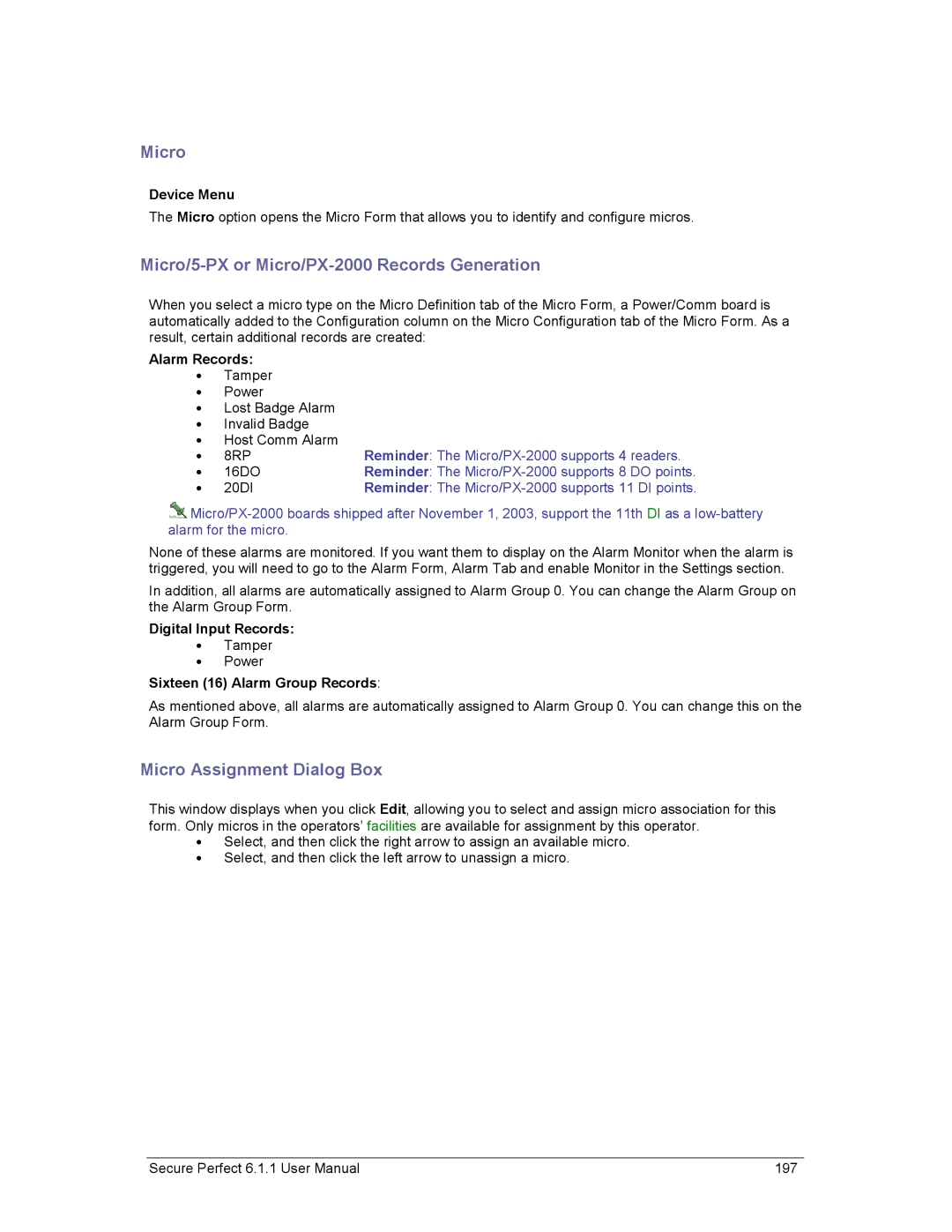 GE v6 user manual Micro/5-PX or Micro/PX-2000 Records Generation, Micro Assignment Dialog Box 