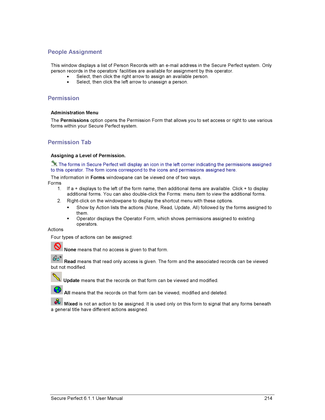 GE v6 user manual People Assignment, Permission Tab, Assigning a Level of Permission 