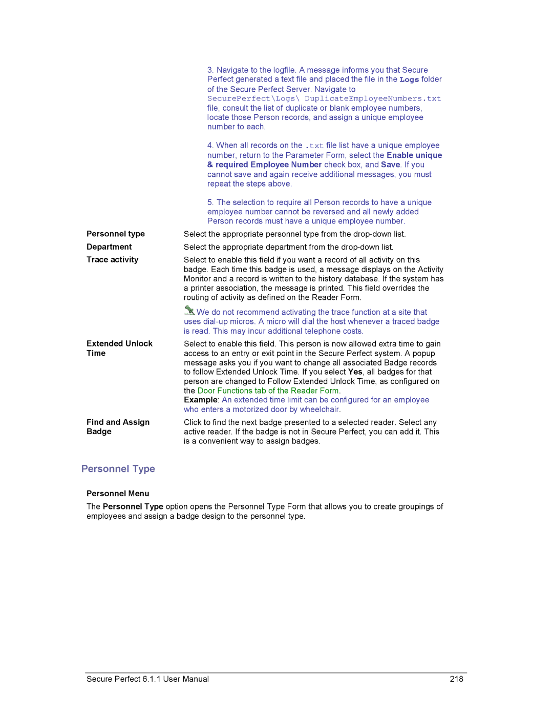 GE v6 user manual Personnel Type 