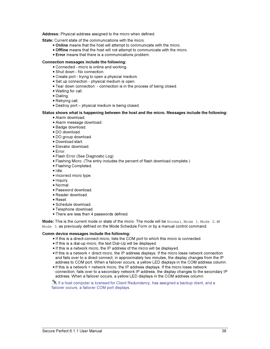 GE v6 user manual Connection messages include the following, Comm device messages include the following 