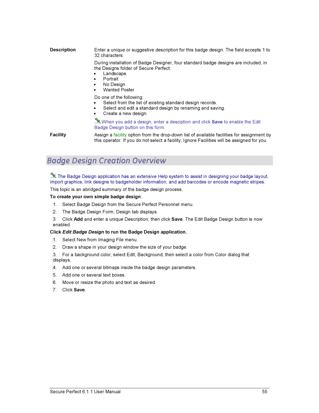 GE v6 user manual Badge Design Creation Overview, To create your own simple badge design 