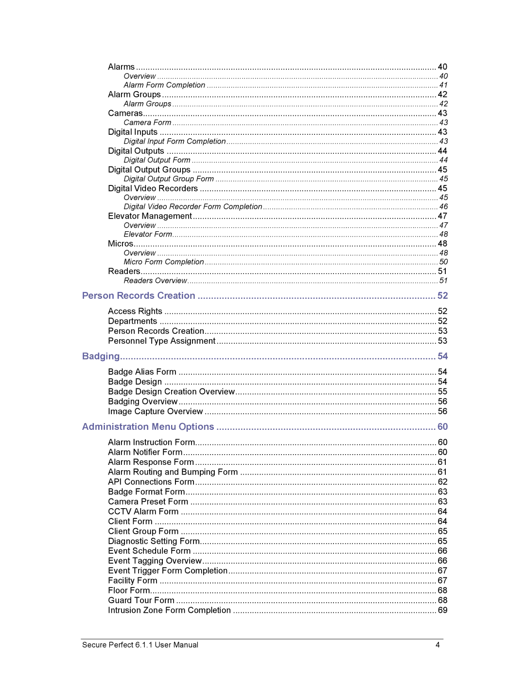 GE v6 user manual Person Records Creation, Badging, Administration Menu Options 