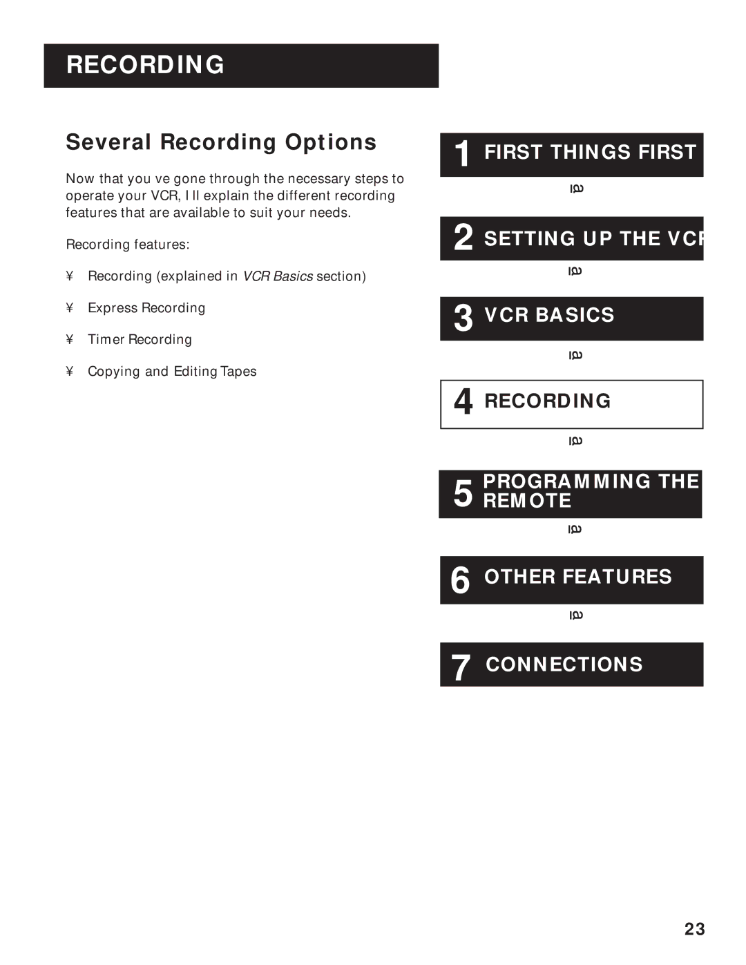 GE VG4061 manual Several Recording Options 