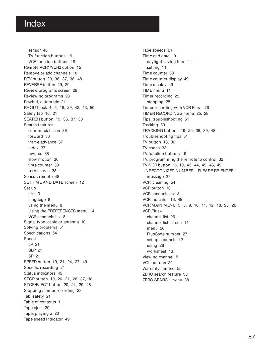 GE VG4061 manual Unrecognized NUMBER... Please RE-ENTER 