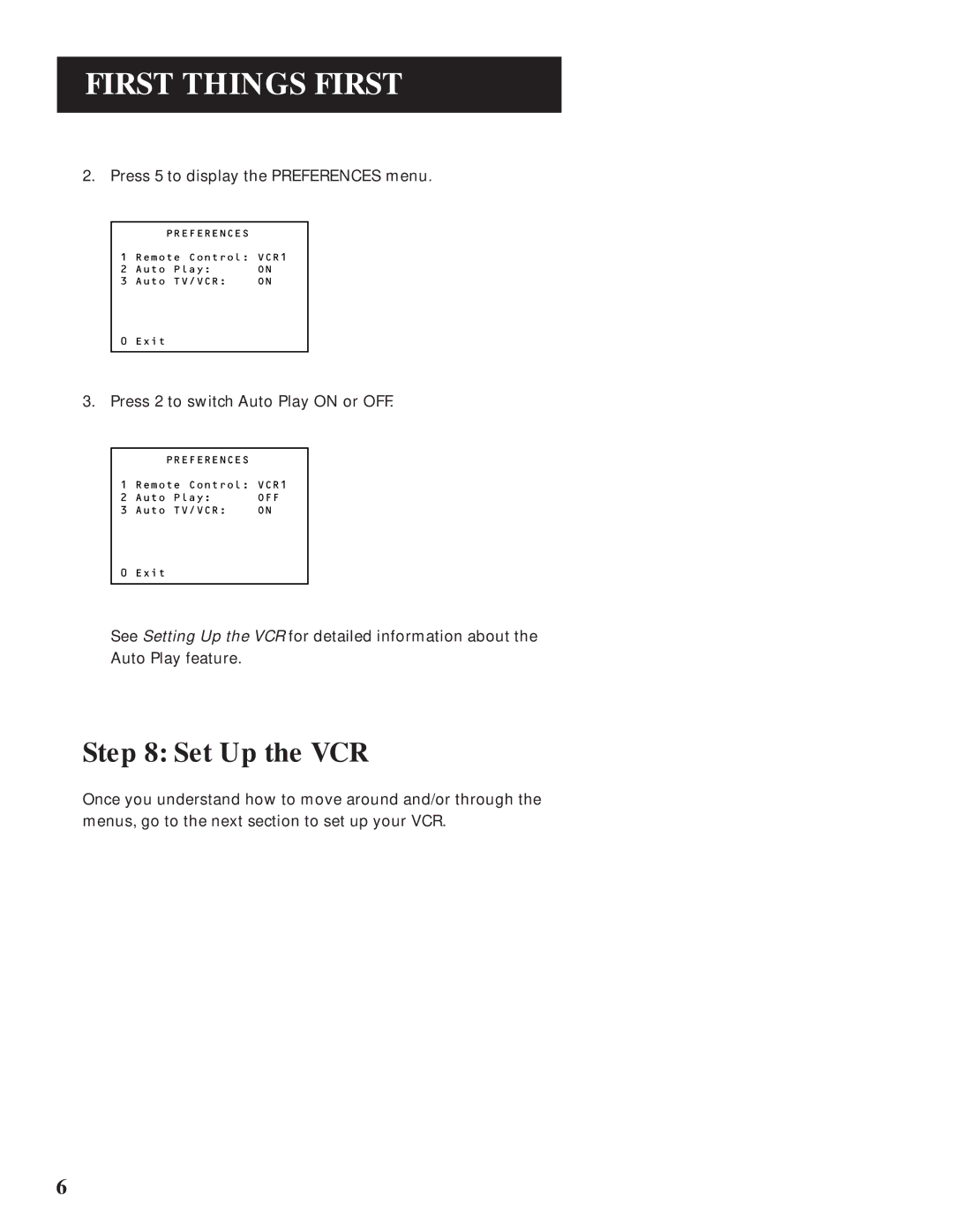 GE VG4061 manual Set Up the VCR 