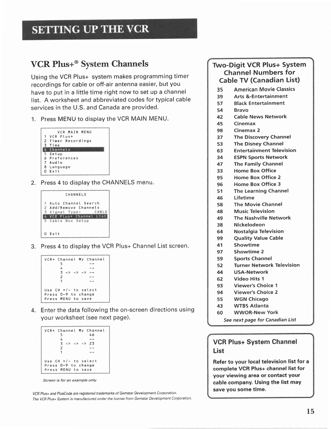 GE VG4275 manual VCRPlus+SystemChannel List, Press4 to displaythe VCRPlus+ChannelListscreen 