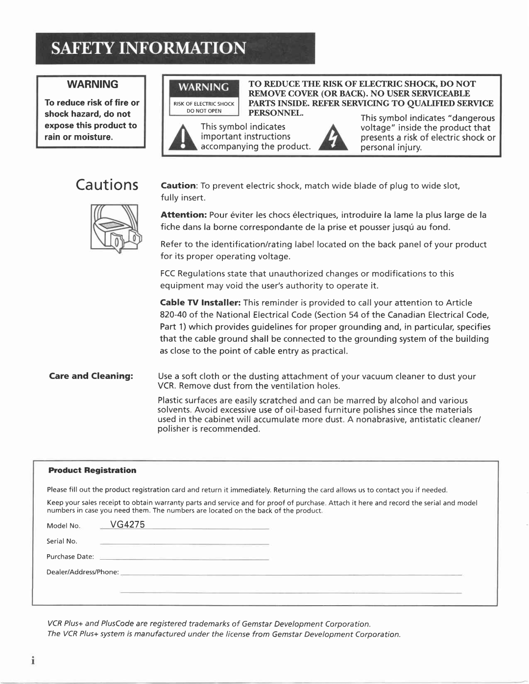 GE VG4275 manual Thissymbolindicates, Importantinstructions, Accompanyingthe product 