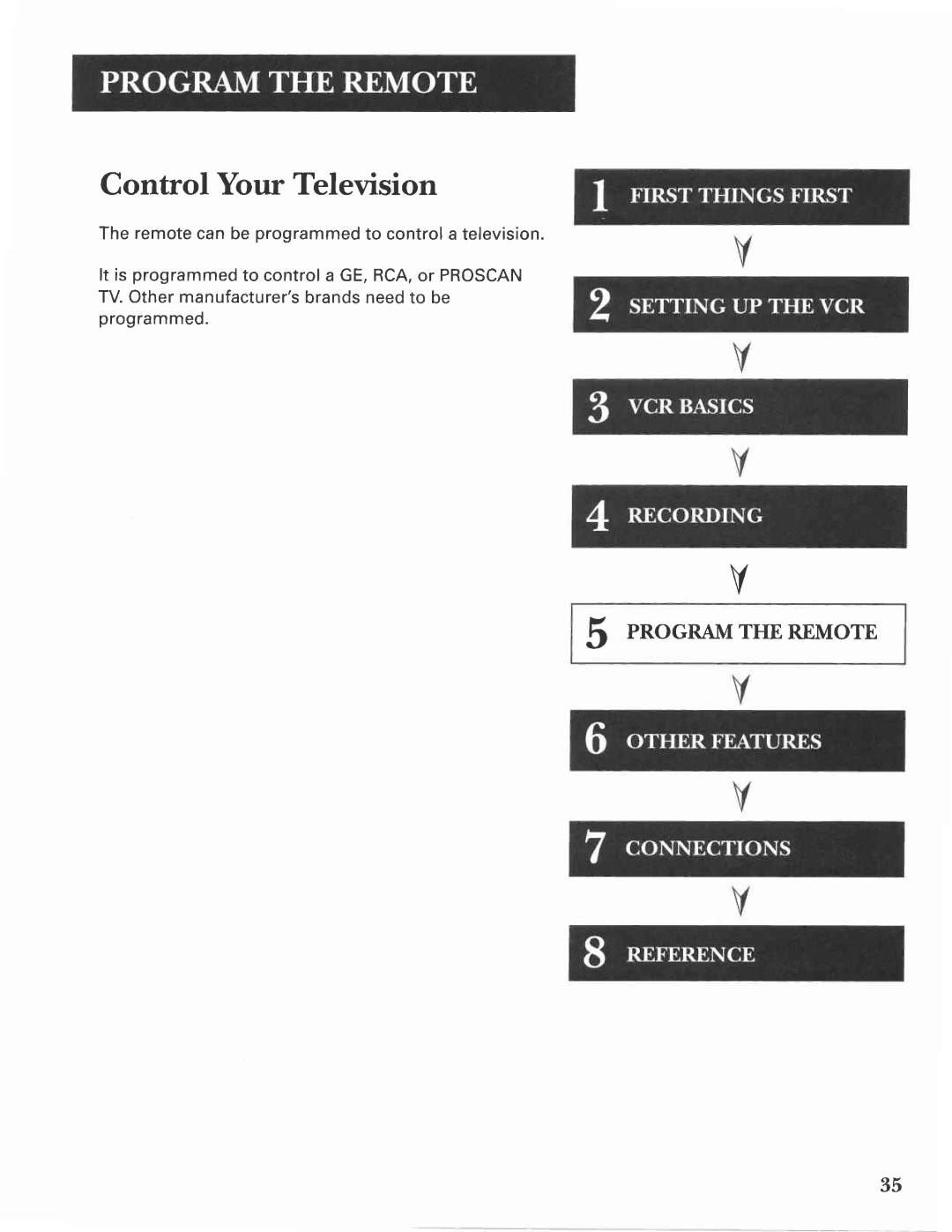 GE VG4275 manual Control Your Television 