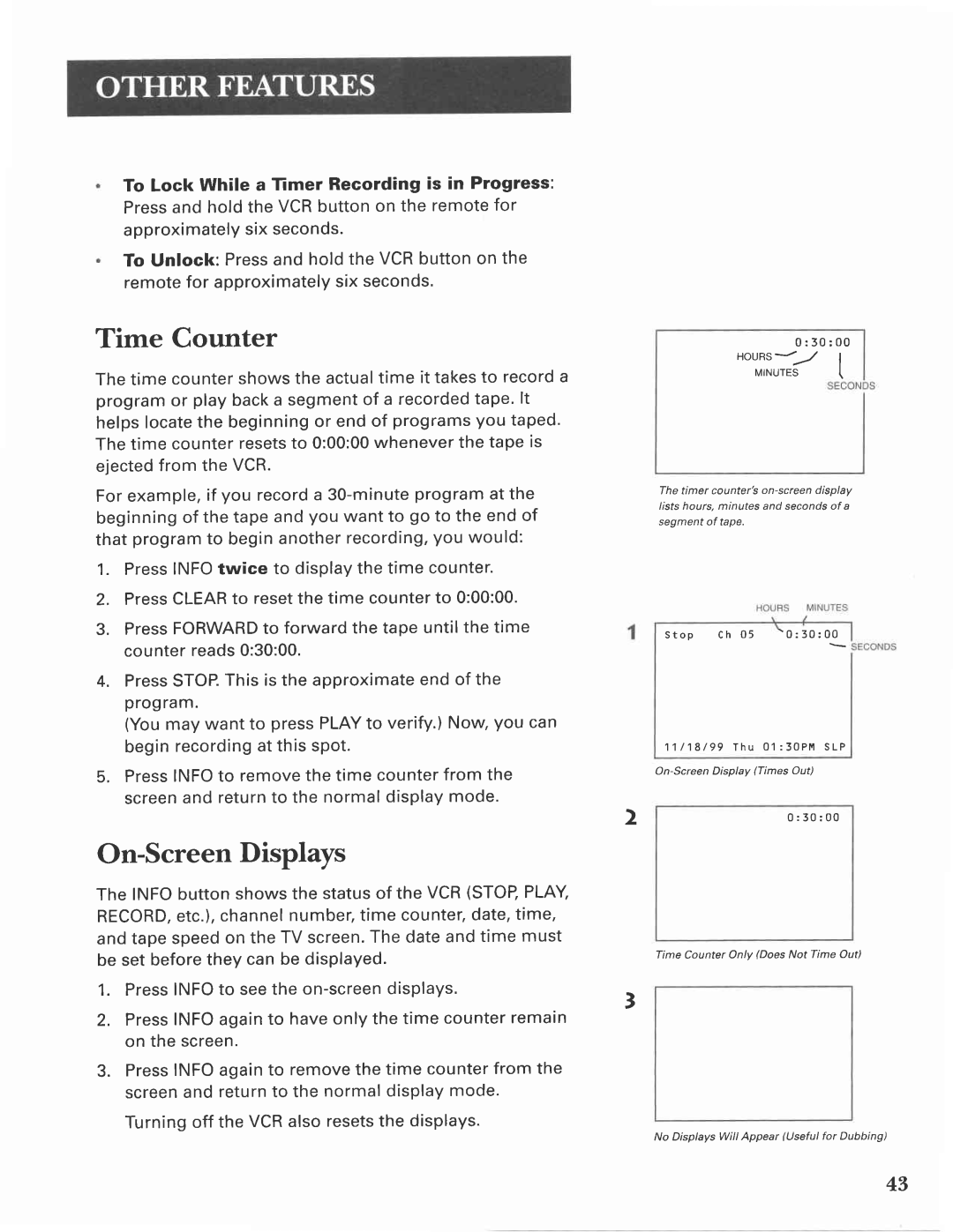 GE VG4275 manual On-ScreenDisplays, Be set beforethey can be displayed 