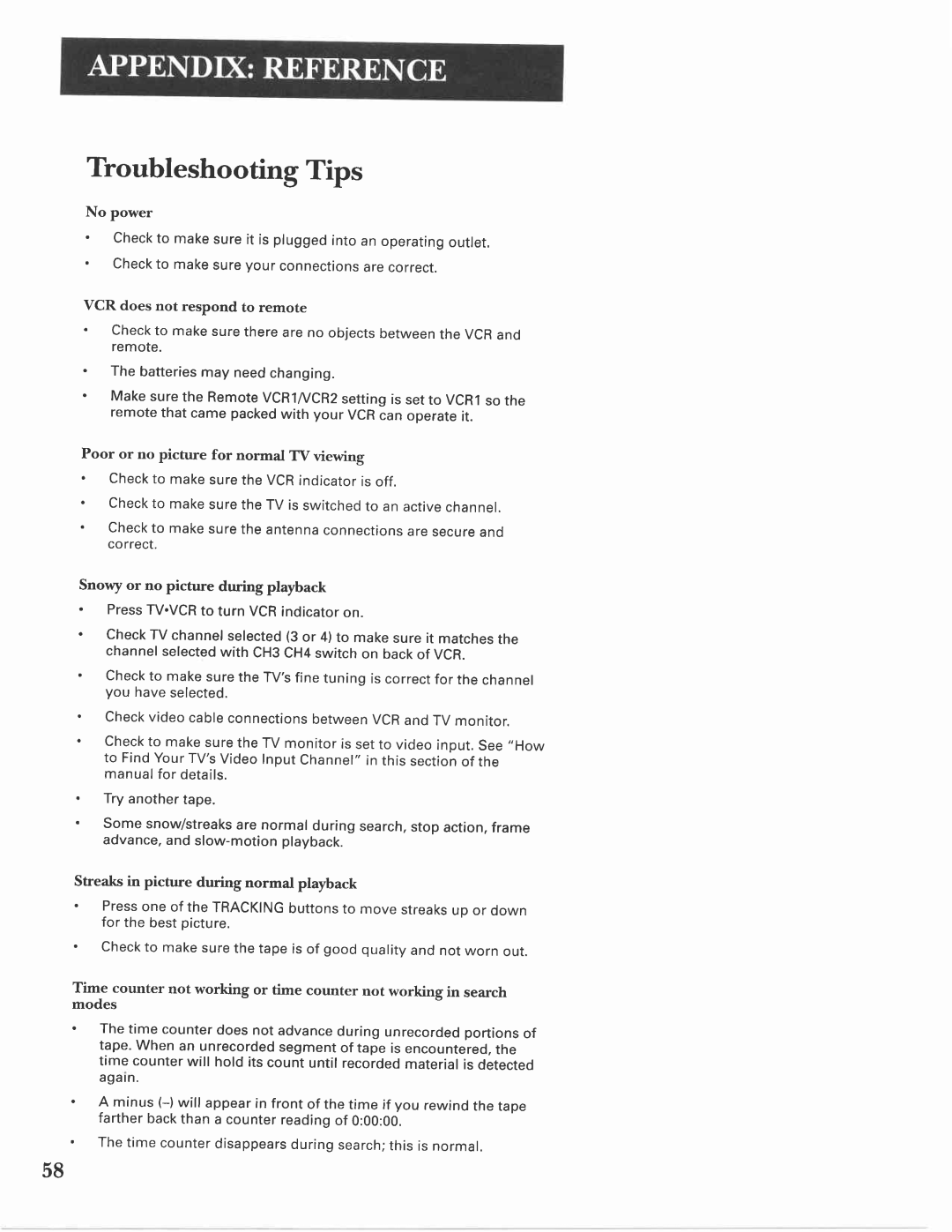 GE VG4275 manual Troubleshooting Tips 